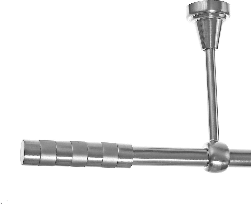 Gardinenstange mit Deckenhalterung I Metall Edelstahl Look Ø 16mm I 1-läufig D14