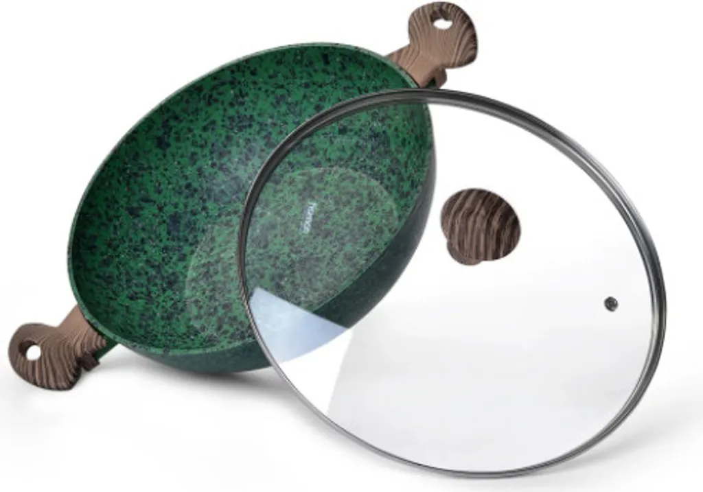 Padella wok Fissman-Malachite, alluminio, 30x9 cm, verde/marrone