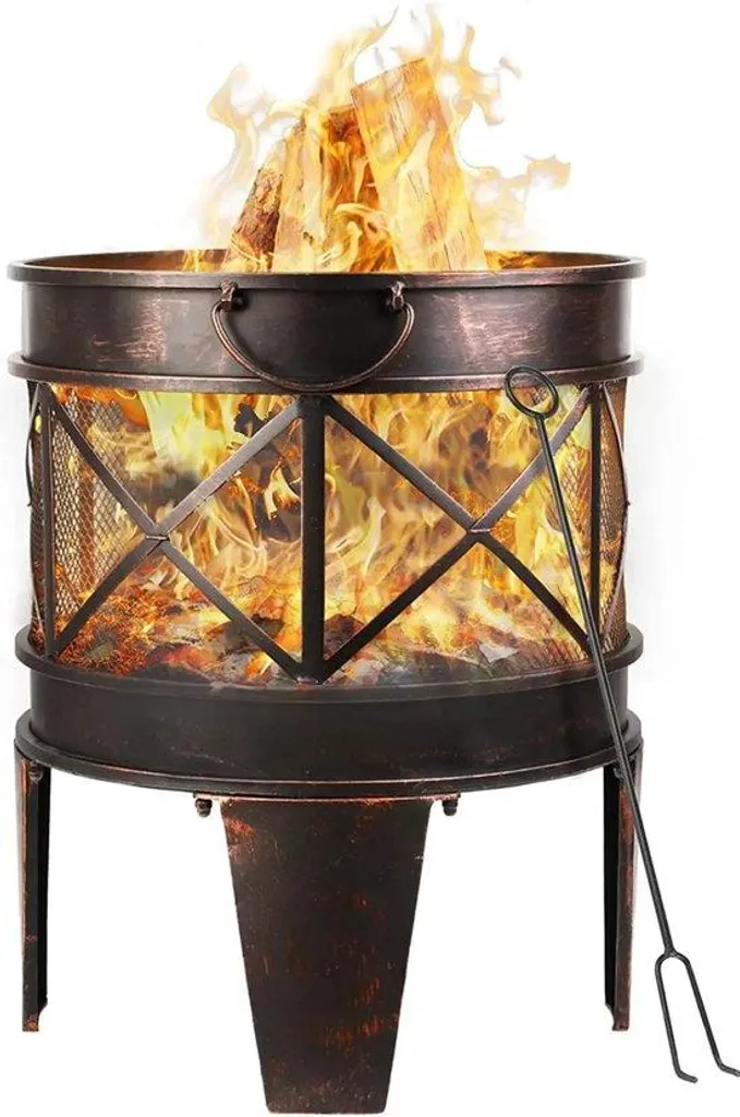 Petit poêle sécurisé style ancien avec finition rouille pour camping