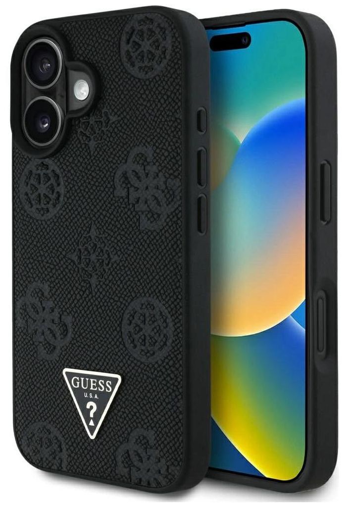 Guess Grained MagSafe Hülle für iPhone 16 Schwarz Produktbild 