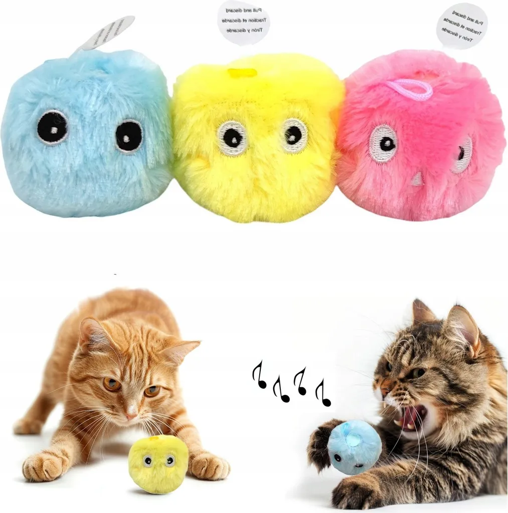 Balle Chat Interactive avec Sons Naturels et Herbe à Chat Intégrée x3 - 15