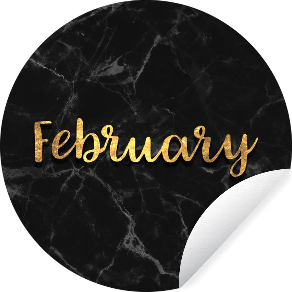 MuchoWow Runde Wandtattoo - Wandsticker Tapete Aufkleber Kalender - Februar - Gold - Marmor Ø 80 cm Selbstklebend und Repositionierbar - Wandauf...