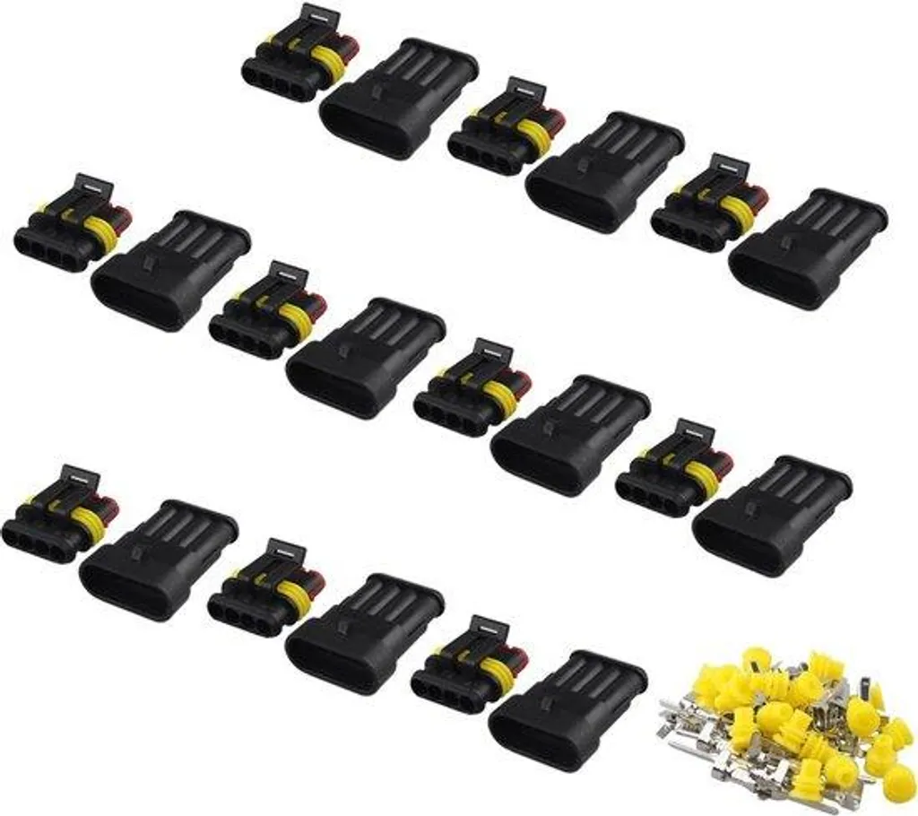 Kit connecteur étanche 4 broches IP67 pour moto et bateau - 10 paires