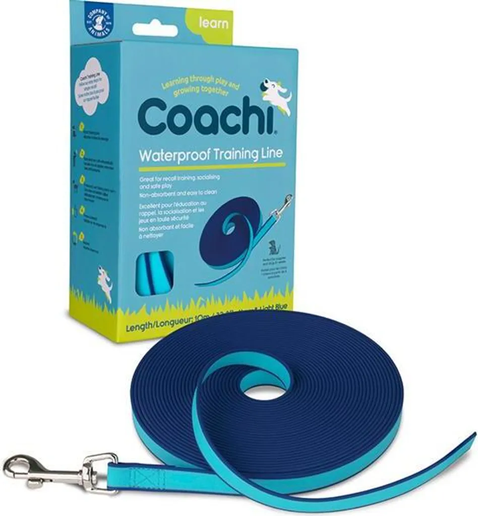 Longe d'éducation canine imperméable 10m bleue - Spécial Rappel