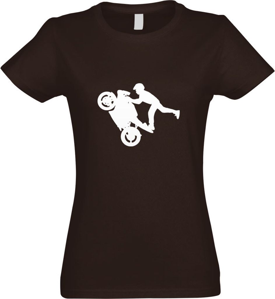 Kiwistar - T-Shirt tailliert - Damen - Chocolate - Motorradfahrer - Rennmaschine - mit Motiv Bedruckt - Funshirt Design - Sport - Freizeit - Damen ...