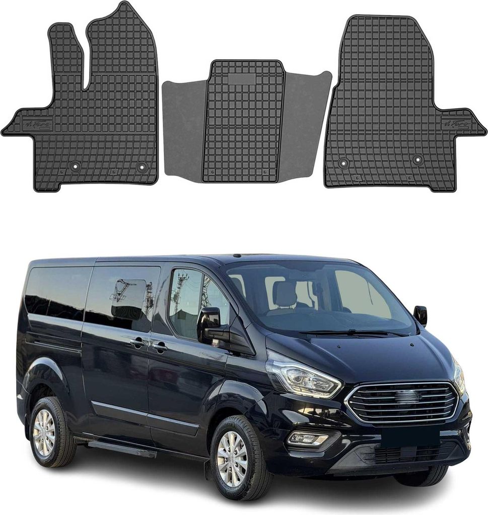 OMAC Gummi Fußmatten für Ford Transit Custom Van Sport 2017-2020 Schwarz 3x