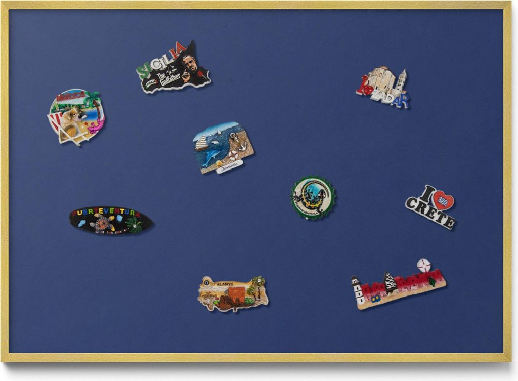 Magnetboard 100x70 cm – Goldener Rahmen – Farbe Marineblau – Magnetische Wandtafel, Magnetpinnwand, Memoboard, Kinderzimmer & Büro