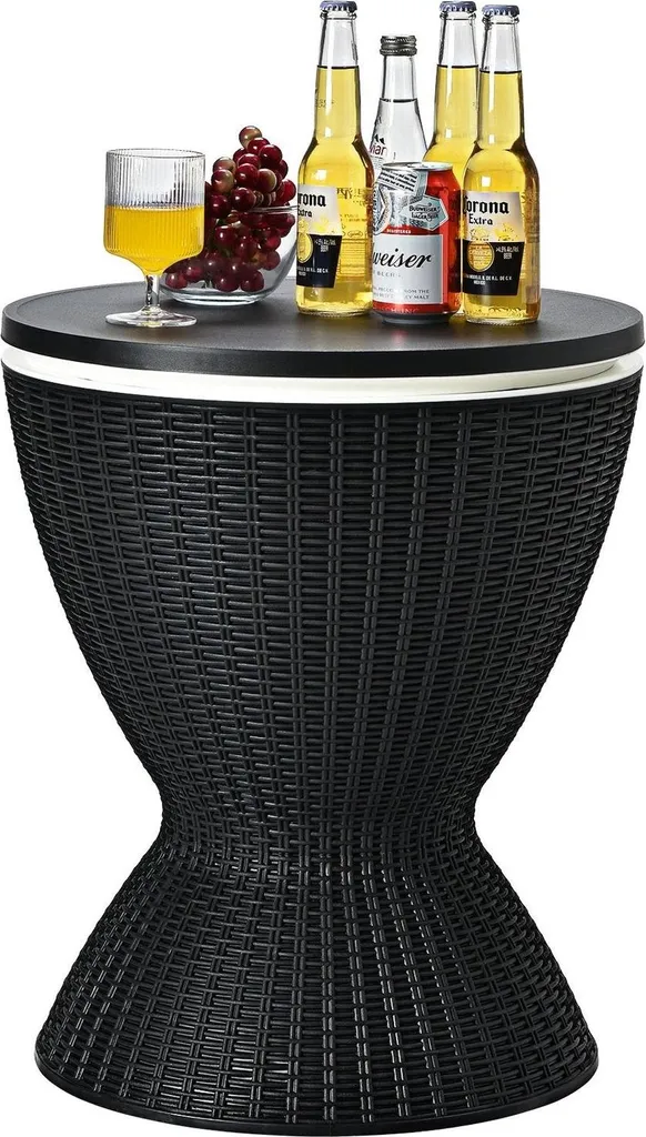Table Haute de Cocktail avec Glacière Intégrée pour Apéro Extérieur