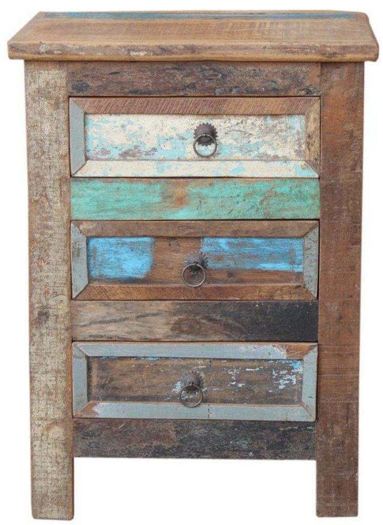 Vintage Beistellschrank, Kommode, Nachttischschrank, Flurschrank mit 3 Schubfächern - Modell 2b, Mehrfarbig, Holz, 60*44*32 cm, Kleine Schränke