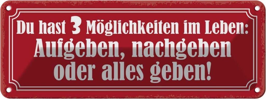 vianmo Blechschild 10x27 cm Aufeben nachgeben alles geben Dekoration Spruch Zitat