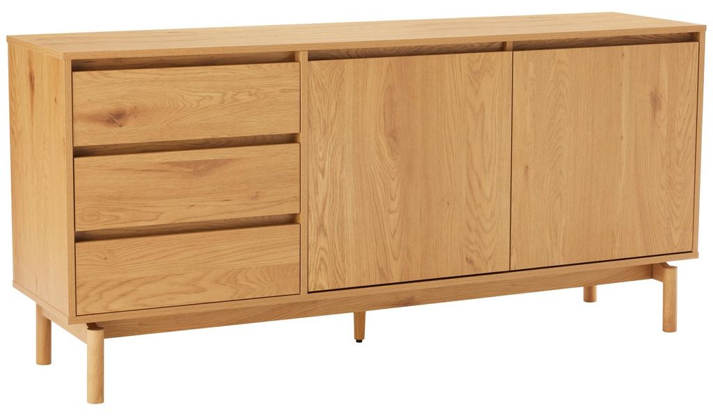SARAH Sideboard aus hellem Holz, 160 cm, mit 2 Türen und 3 Schubladen