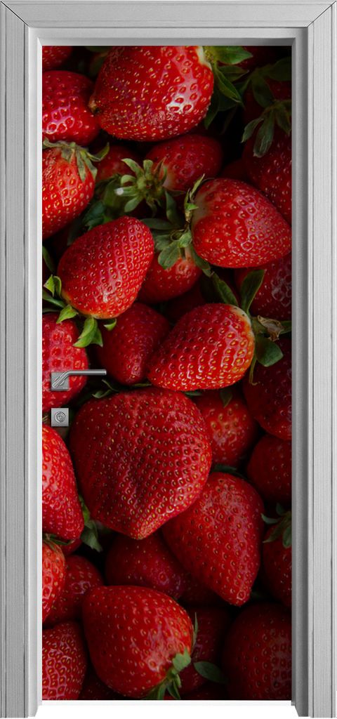 Tür Selbstklebende 80x210 cm Türfolie Türtapete Klebefolie - Rote Erdbeeren