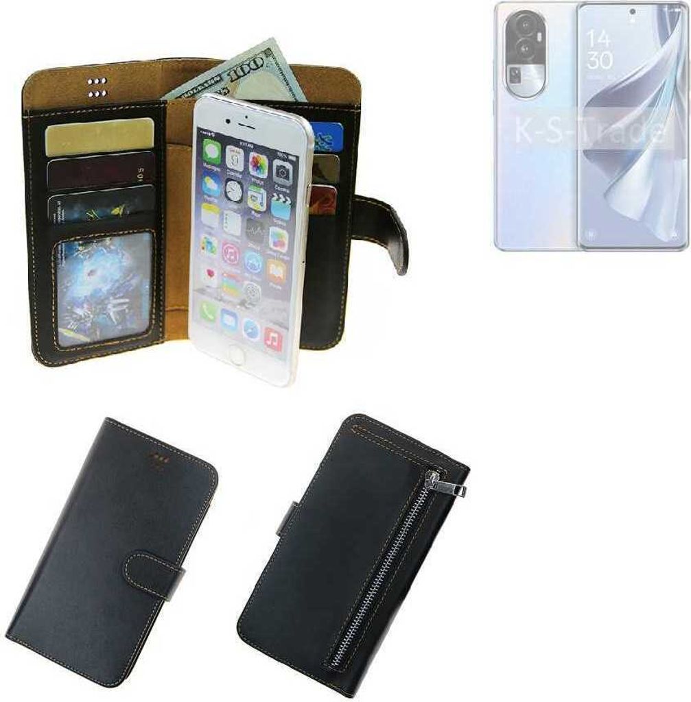 K-S-Trade Schutz Hülle kompatibel mit Oppo Reno10 Pro Global Klapphülle Case Phone cover Slim Handytasche Handy Hülle schwarz aus Kunstleder (1
