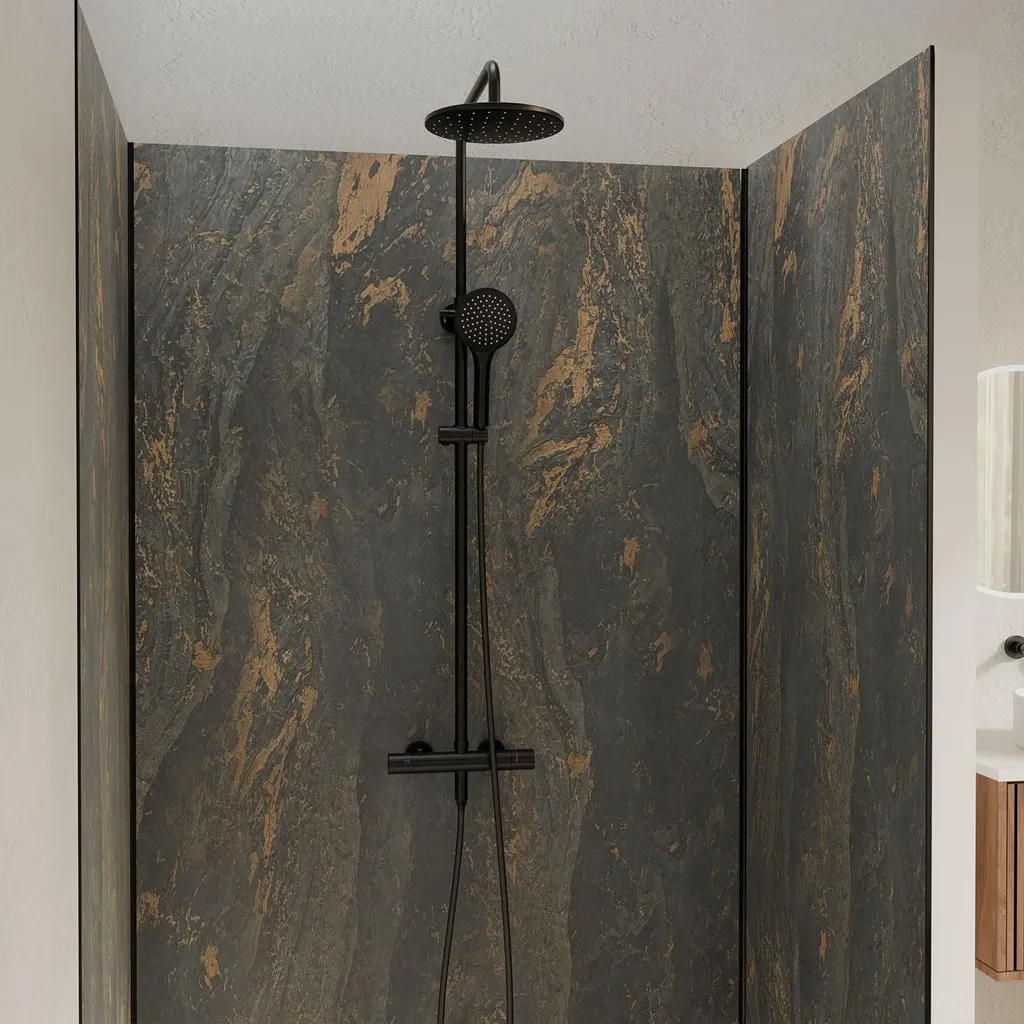 Panneaux Muraux Pierre Venus 90x210cm Étanches et Profilés Noirs Pack - 6