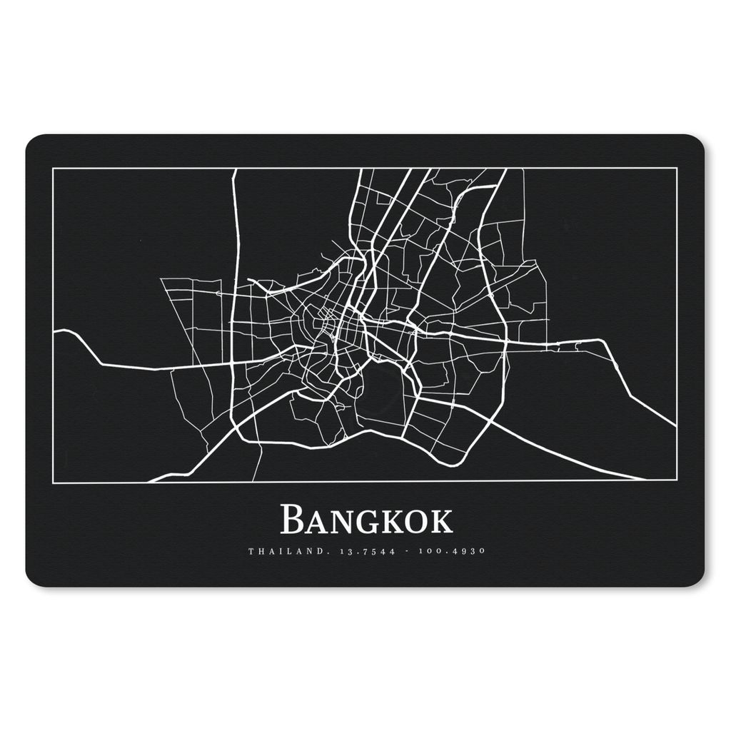 MuchoWow Schreibtischunterlage Bangkok - Karte - Stadtplan 60x40 cm - XXL Mauspad - Großes Mauspad