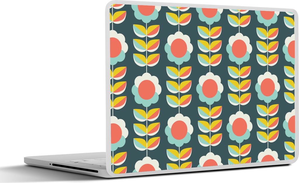 MuchoWow Laptop Aufkleber Sticker Cover Retro - Blumen - Skandinavisch 31x22.5 cm - Laptop-Deko