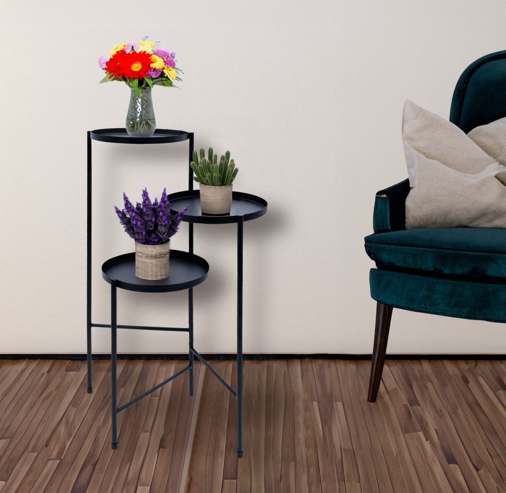 Metall Blumentopf Ständer mit 3 Etagen - 70 x 52 cm - Produktbild 2