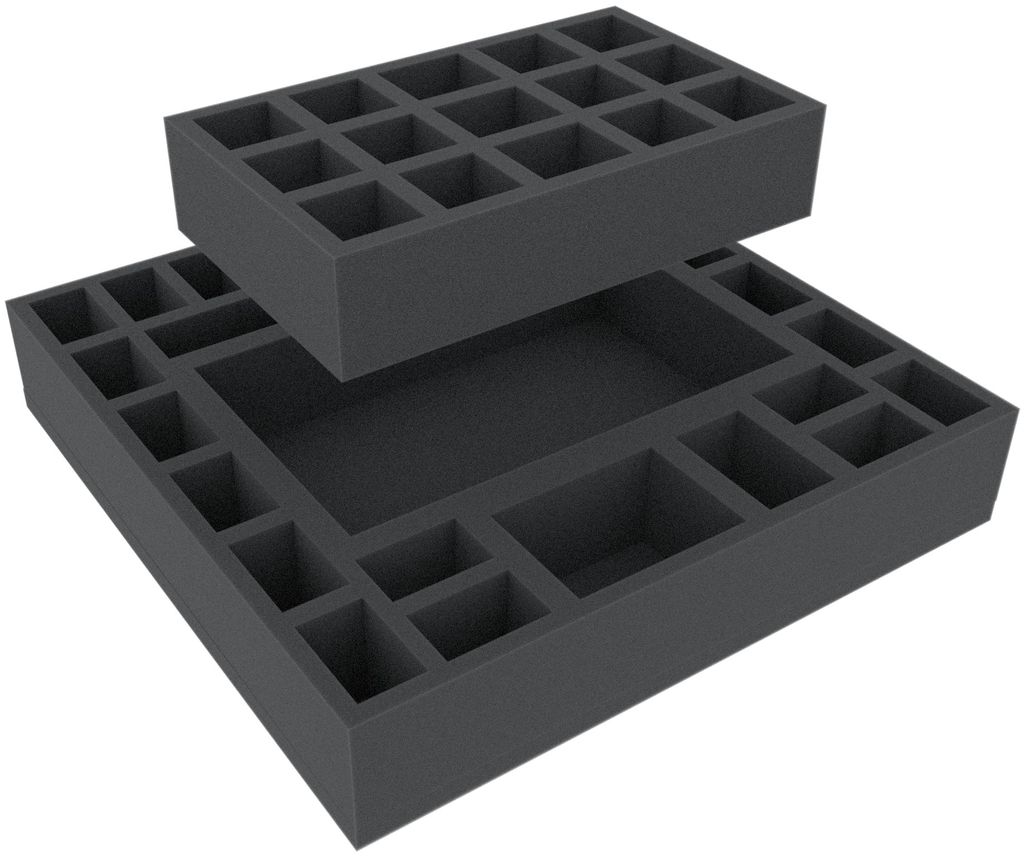 Schaumstoffeinlage 295x295x55 mm mit variablen Fächern für Brettspiele
