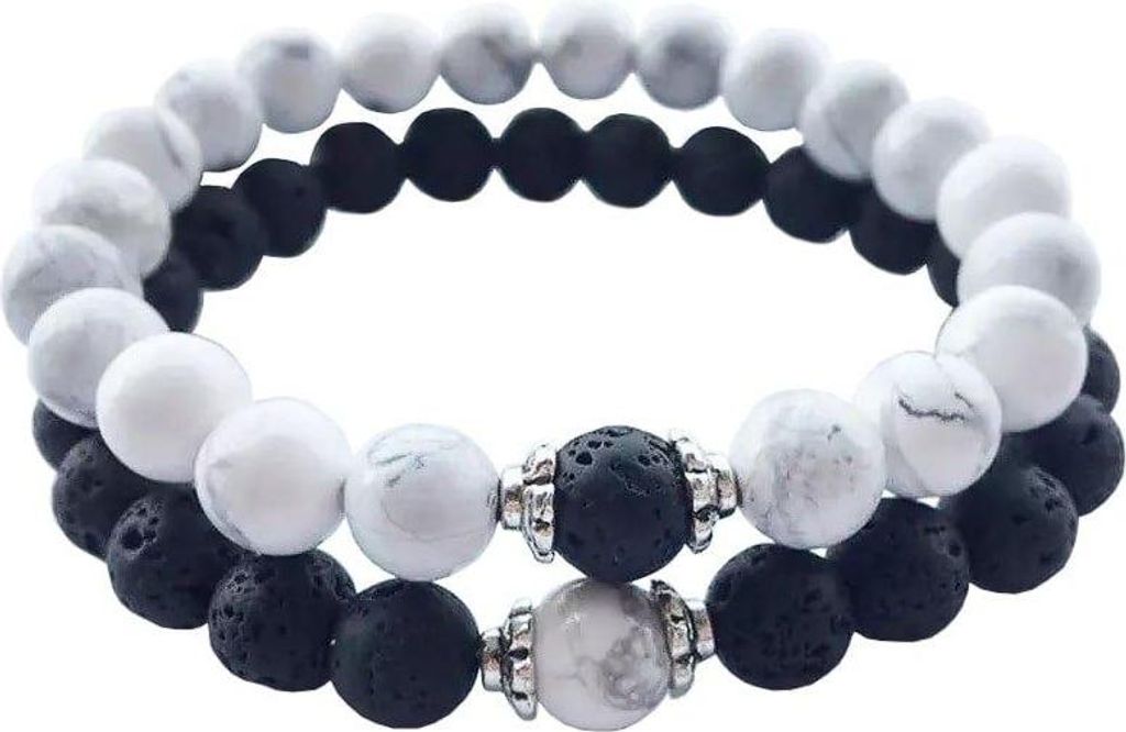 Schmuck für Paare - Weiße und schwarze Armbänder aus Produktbild 