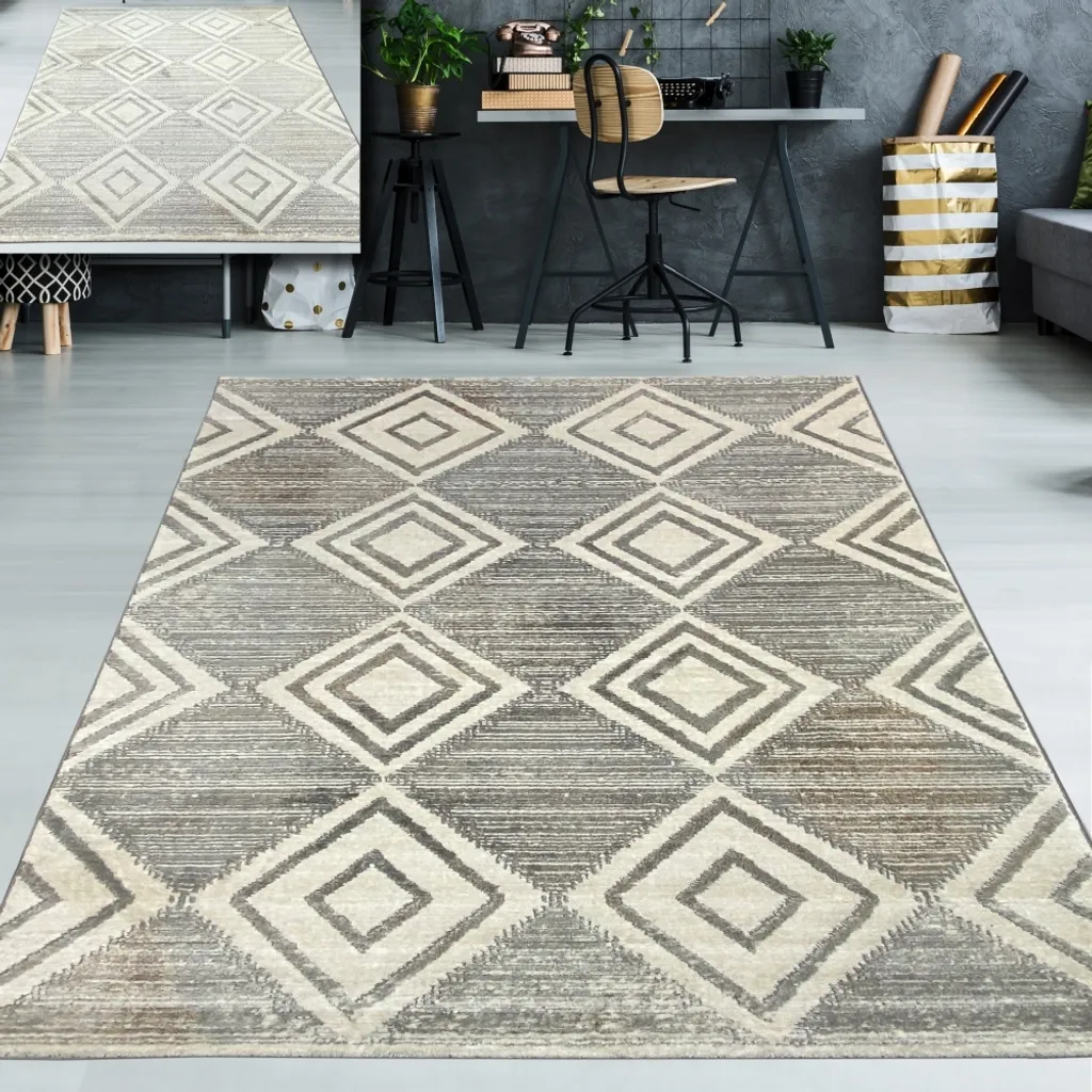 Tapis salon gris 120x170 cm - Anti-tache et facile à nettoyer