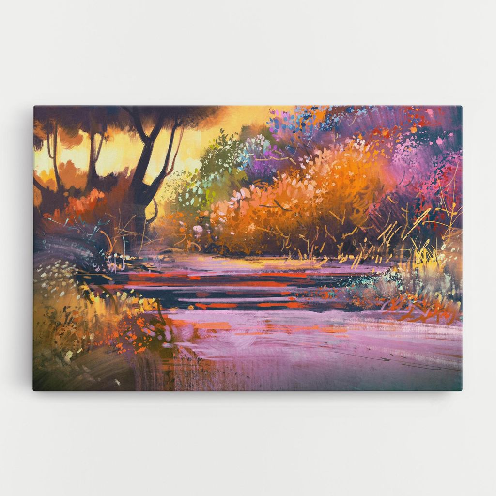 ARTHUB Leinwandbild 40x60 cm, Landscape Colorful Trees | Wohnzimmerdekoration, Hängende Bilder, Wanddekoration, Heimdekoration, Landschaften, Fr...