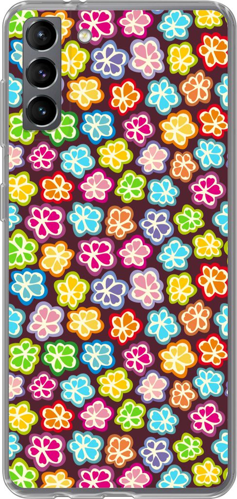 MuchoWow Handyhülle Schutzhülle Hülle für Telefoonhoesje Samsung Galaxy S21 Plus Mädchen - Blume - Schnittmuster - Mädchen - Kinder - Kinde...