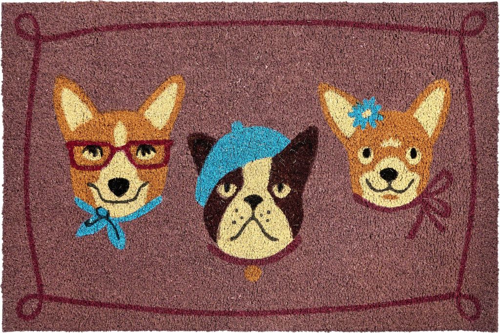 BELIANI Fußmatte Mehrfarbig Kokosfaser 60 x 90 cm Rechteckig Tiermotiv Hunde mit Anti-Rutsch-Rückseite Indoor Innenbereich Fußabtreter