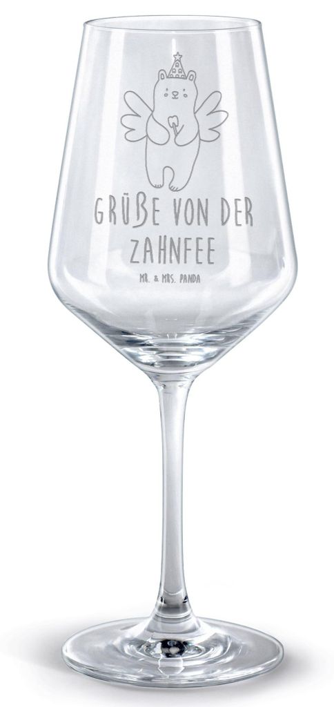 Mr. & Mrs. Panda glas für rotwein Bär Zahnfee - Transparent - Geschenk, Weinglas, Teddy, Rotweinglas mit Gravur, graviert, Erster Zahn, Kelch, Mi...