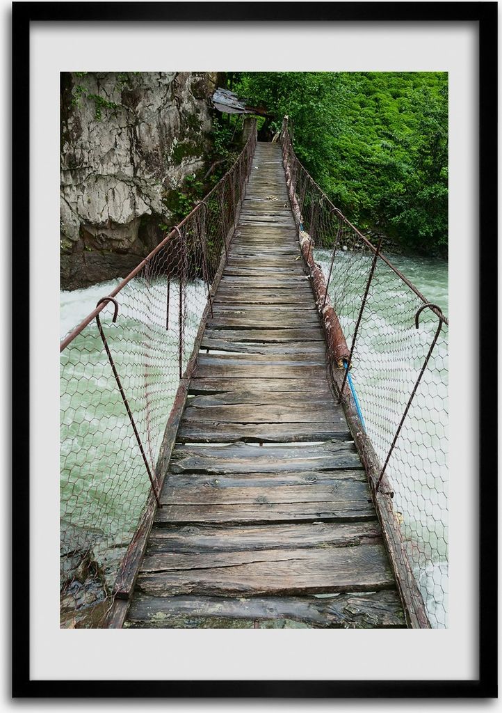 Bild - Bilderrahmen - 50 cm x 70 cm - MDF - Rahmen - Wandkunst Hängebrücke