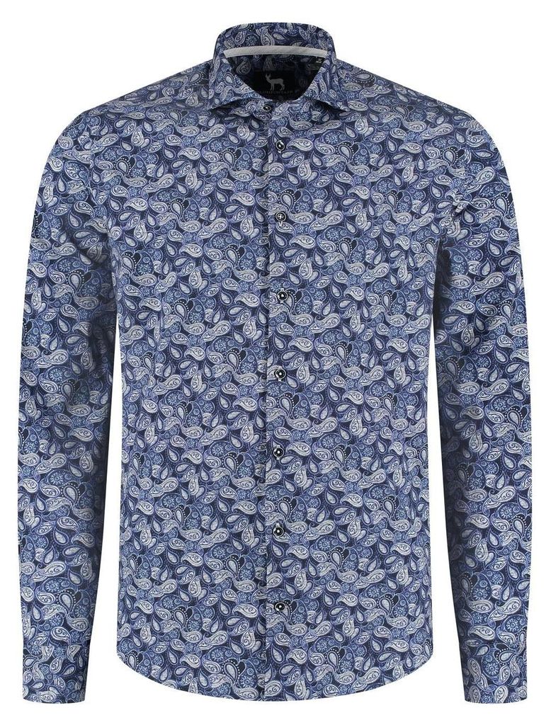 GENTS - Hemd Blumfontain Paisleymuster blau - Katoen - Blauw - Größe M/M