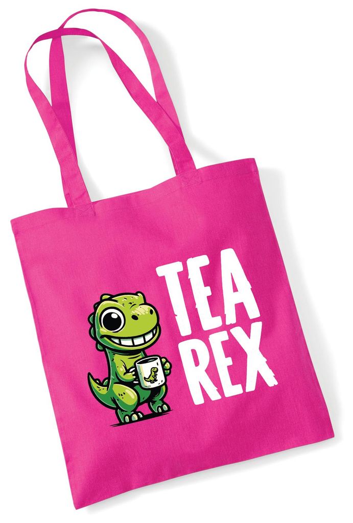 Huuraa Jutebeutel Tea Rex Dinosaurier 10 Liter Fuchsia Baumwolle Tasche Geschenkidee