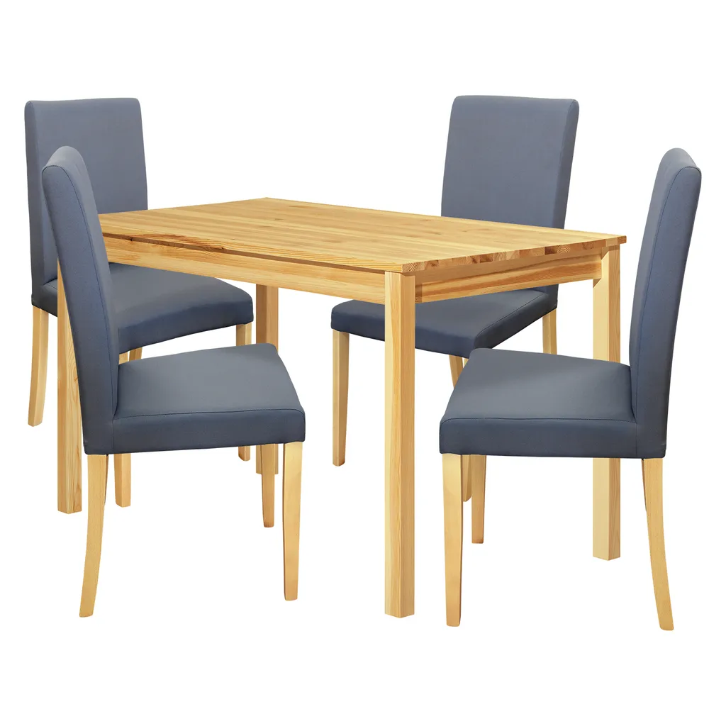 Table laquée 8848 chic et lot de 4 chaises PRIMA 3038 avec pieds bois