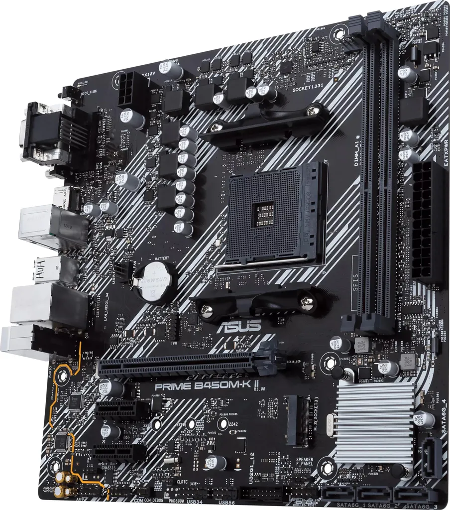 Carte mère Micro-ATX ASUS PRIME B450M-K II compatible avec DDR4 et M.2 NVMe