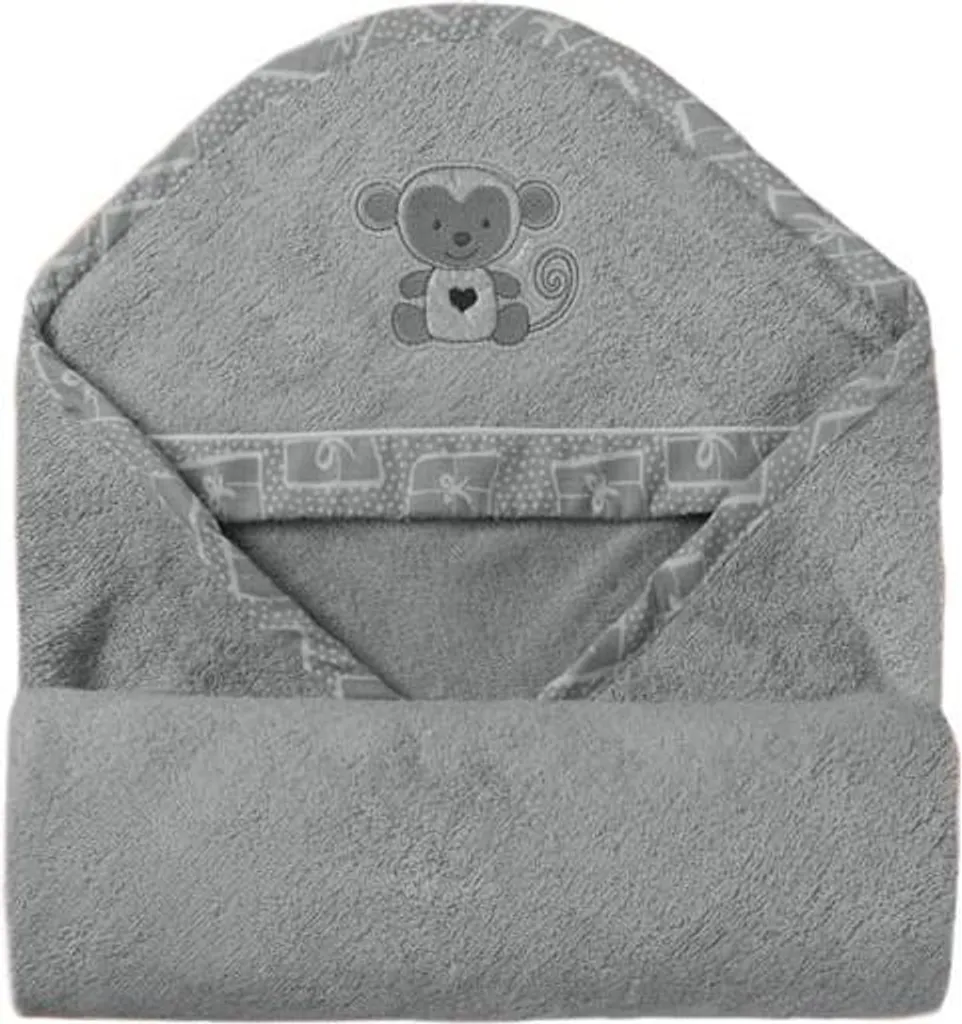 Serviette enfant en bambou anti-irritation avec capuche 100x100 Gris