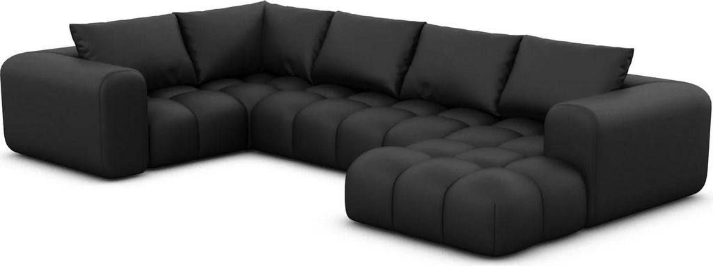 Kunstleder U-Form XL Wohnlandschaft Lavera Schwarz Rechts