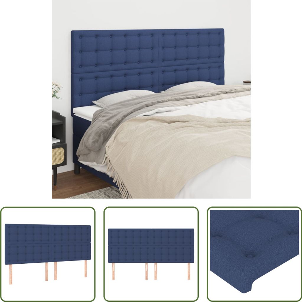 The Living Store Kopfteile 4 Stk. Blau 80x5x78/88 cm Stoff