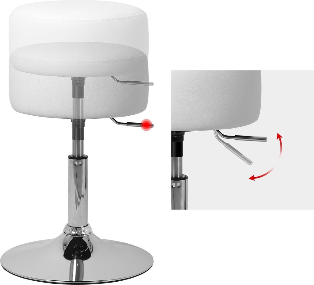 ML-Design Schminkhocker Weiß Ø 33cm, aus Stahl mit Produktbild 3