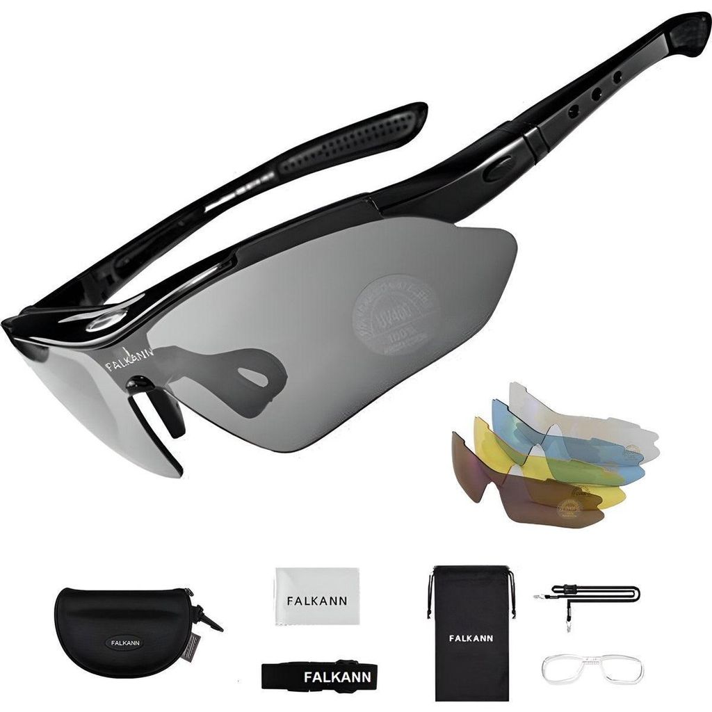 Falkann Basics Fahrradbrille Set Schwarz – Sportbrille mit Produktbild 