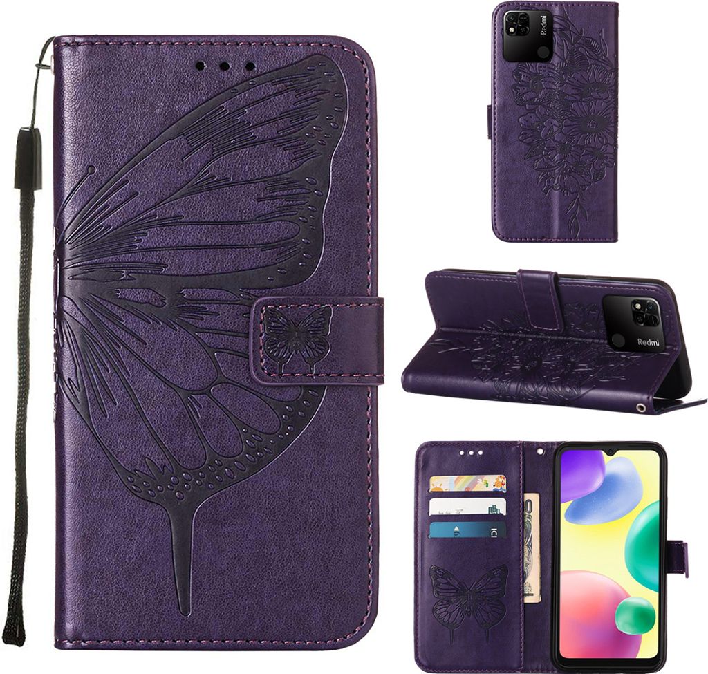 Custodia Redmi 10A, Custodia in pelle Flip a farfalla con Immagine del prodotto 