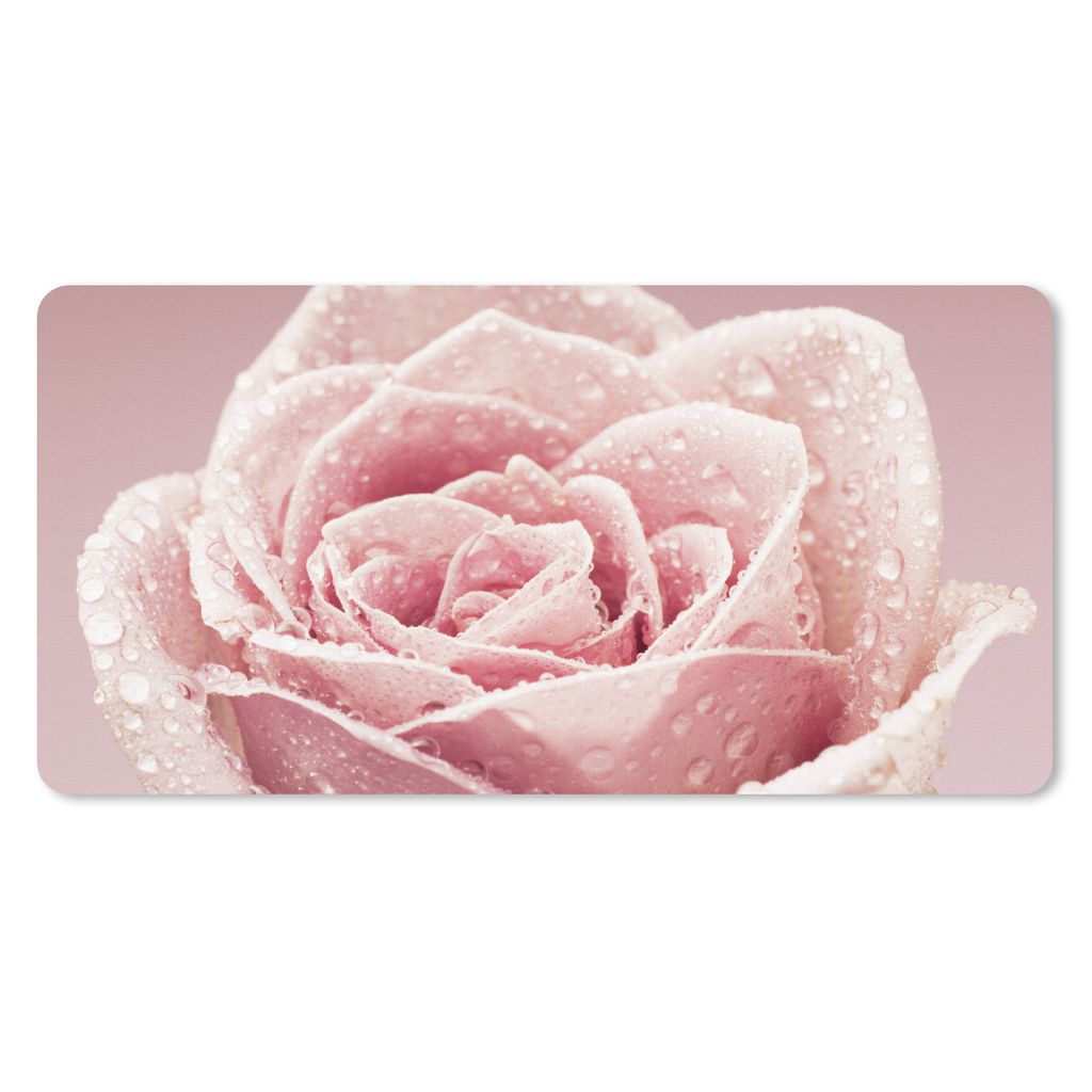 MuchoWow Mauspad Mousepad Frühe Tautropfen auf einer rosa Rose 60x30 cm - Mousepads - Maus Mat - Pad - Mausunterlage - Nachhaltig