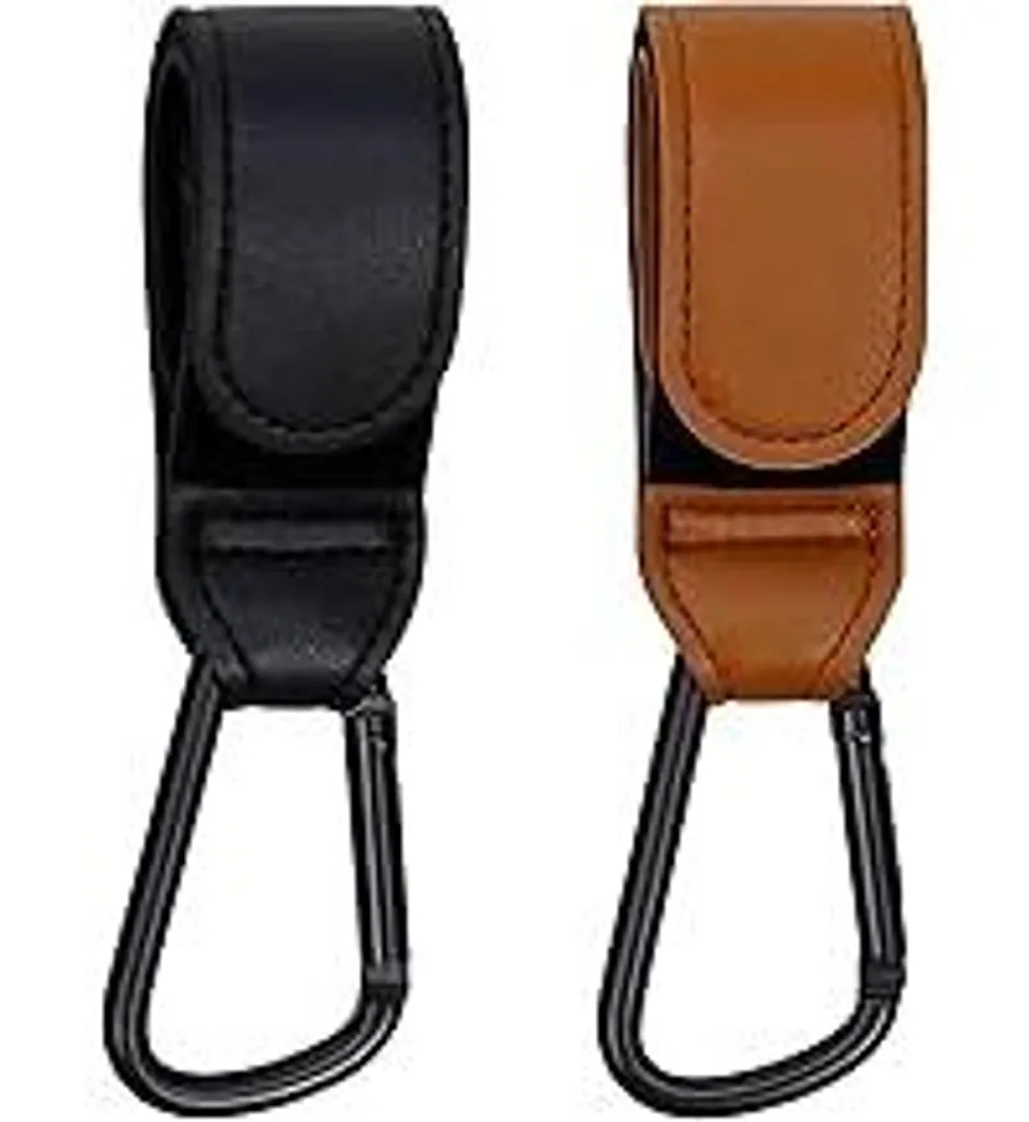 2 ganci per passeggini in Pelle finta – per fissare borse della spesa, borse per pannolini o zaini per pannolini al passeggino