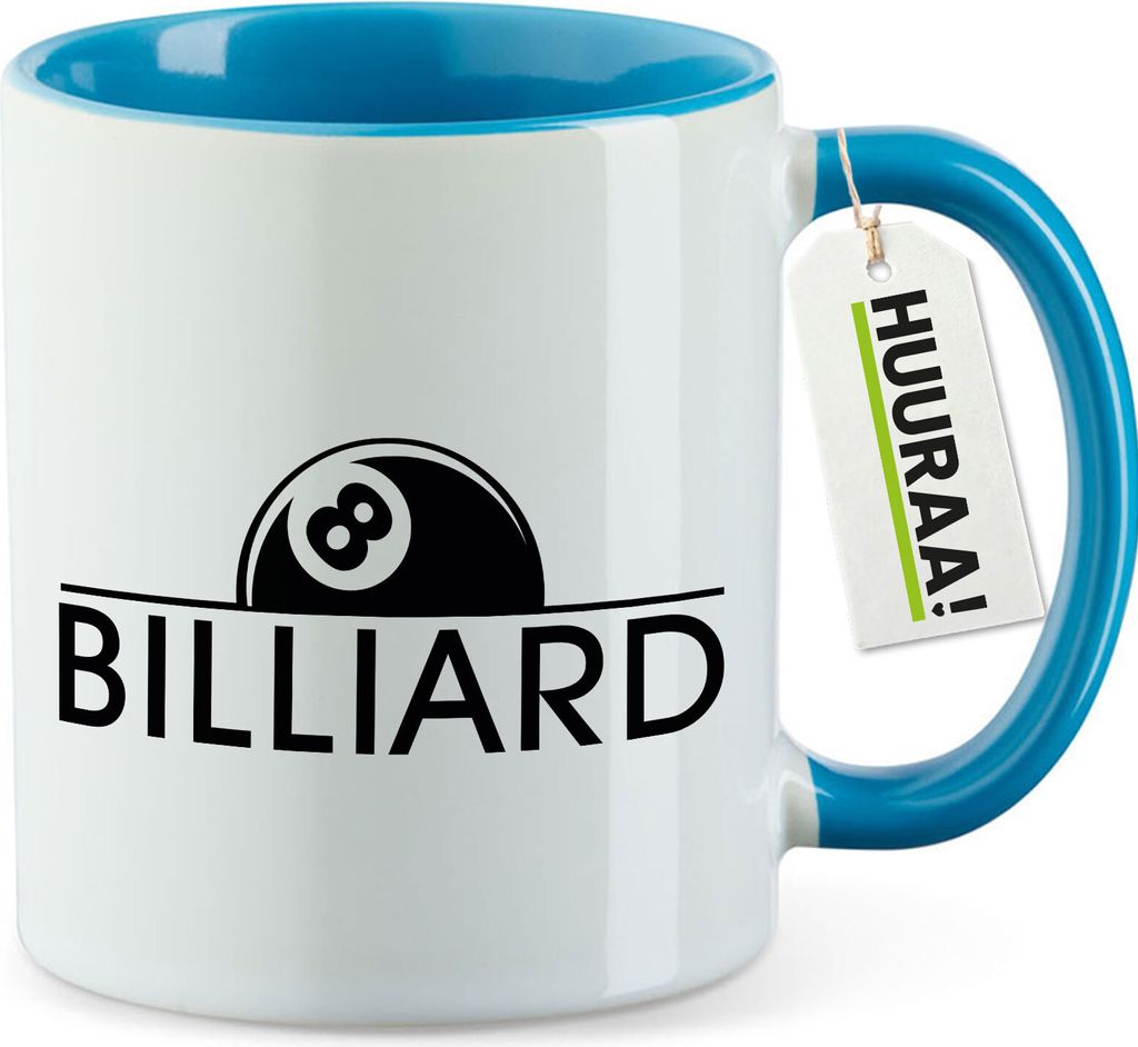 Huuraa Kaffeetasse Billard Snooker 330ml Blau Keramik Kaffeebecher Geschenkidee
