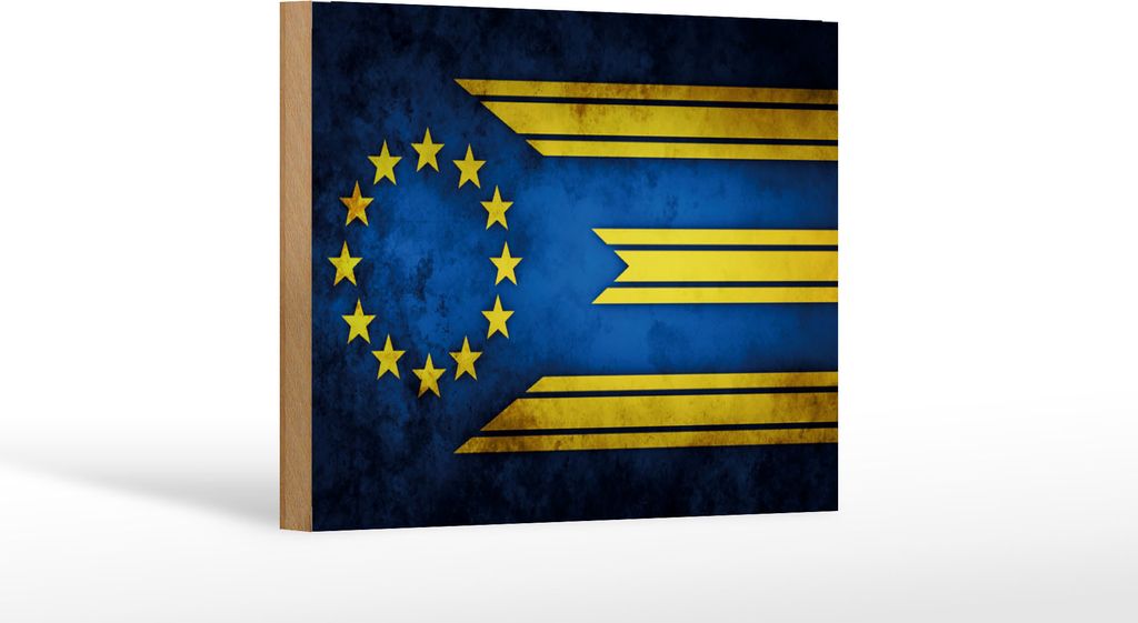 Holzschild Flagge Europa, 18 x 12 cm, Holzschilder Fahne Nationalität