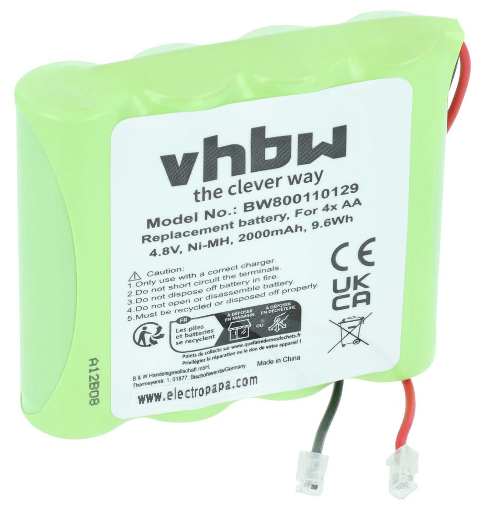 vhbw Akkupack aus 4x AA Mignon für diverse Geräte (2000mAh, Produktbild 