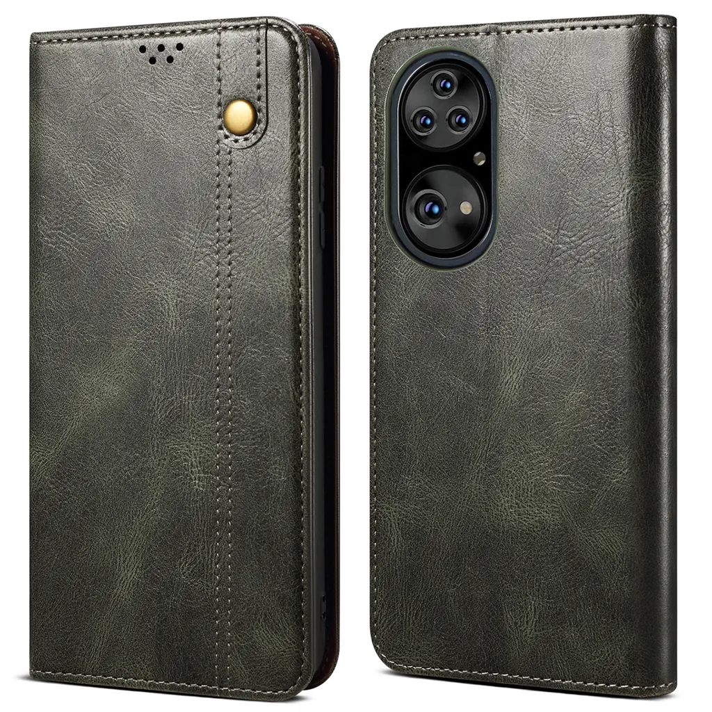 Custodia Flip Huawei P50 Pro Pelle Verde | Protezione con Stile e Stand