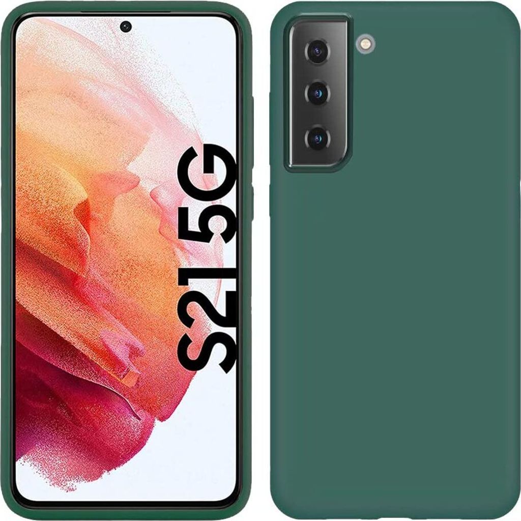 Galaxy S21 5G Hülle, LaimTop Flüssig Silikon Soft Gummi Schutzhülle für Samsung Galaxy S21 5G Nachtgrün