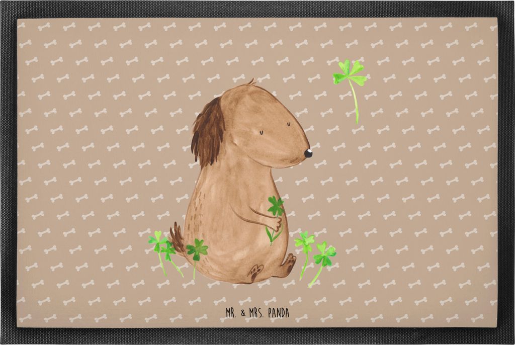 Mr. & Mrs. Panda Türvorleger Hund Kleeblatt 60 x 90 cm - Hundeglück - Geschenk, Glück, Fussmatte, flurmatte, fußmatte, Bodenvorleger, Viel, Sch...