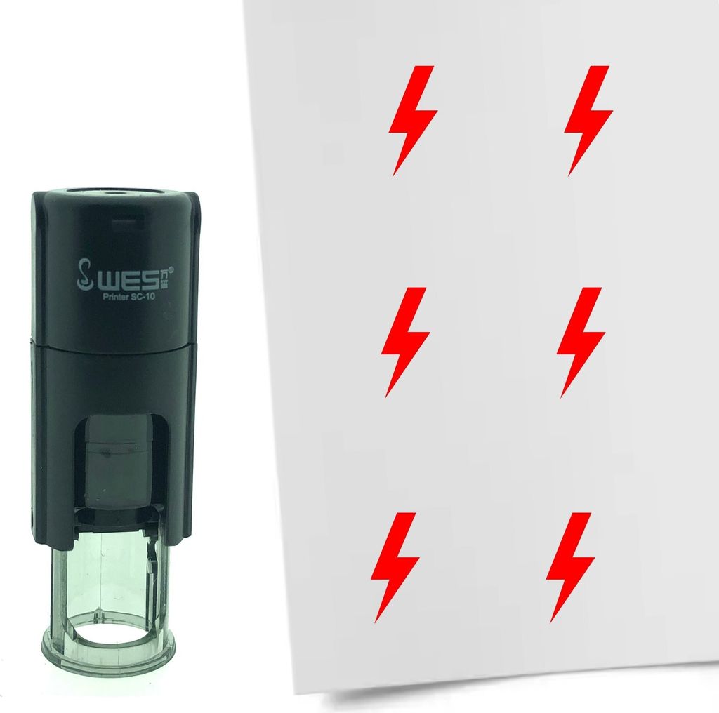 CombiCraft Selbstfärbender Stempel 'Blitz' in der Farbe Rot, Ø10mm
