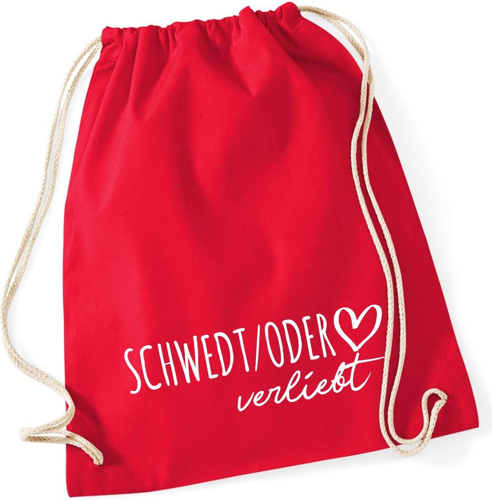 Huuraa Turnbeutel Schwedt Oder verliebt 12 Liter Classic Red Baumwolle Rucksack Geschenkidee