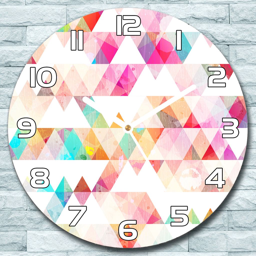 Wanduhr aus Glas Rund fi 30 Regenbogen-Dreiecke Quarz Deko Wohnzimmer Büro